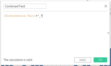 Concatenate tableau - The calculated Sub Issue field (dragged in rows section) will concatenate Sub Issue values of the first row in the second row. Values of the first row will be displayed as. shown above. 1.1.1 Step 2: In Order to eliminate the first row, create a calculation which identifies the last row of a problem ID. This calculation will return “True ... 